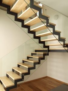 Well designed wood and glass stairs